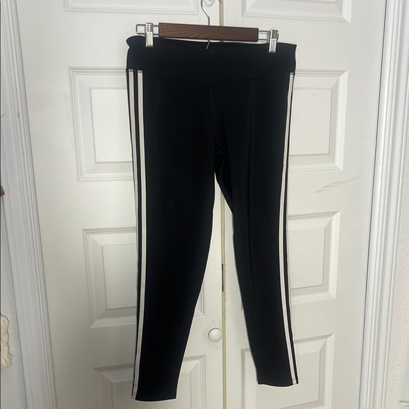 adidas Pants - Adidas Black Leggings with White Stripes Large